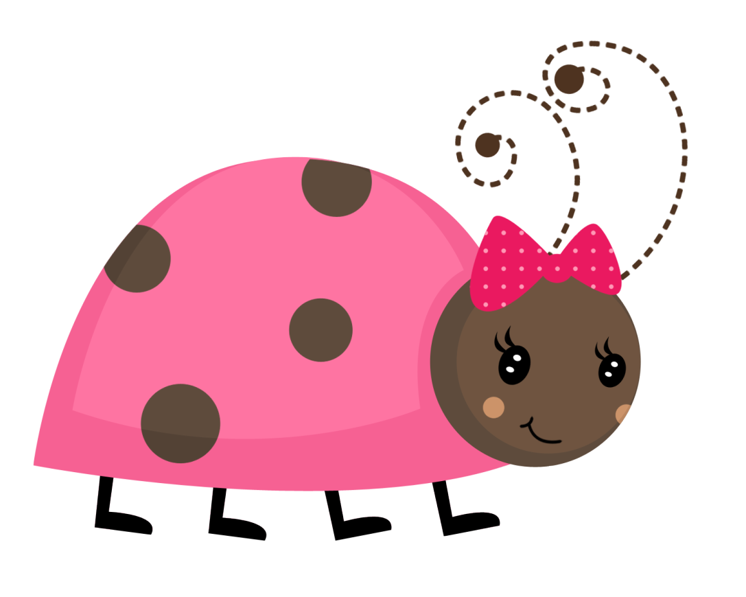 Clipart of cute cartoon ladybug pink face 