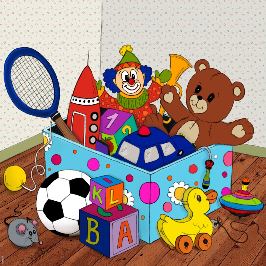 toys in a toybox - Clip Art Library.