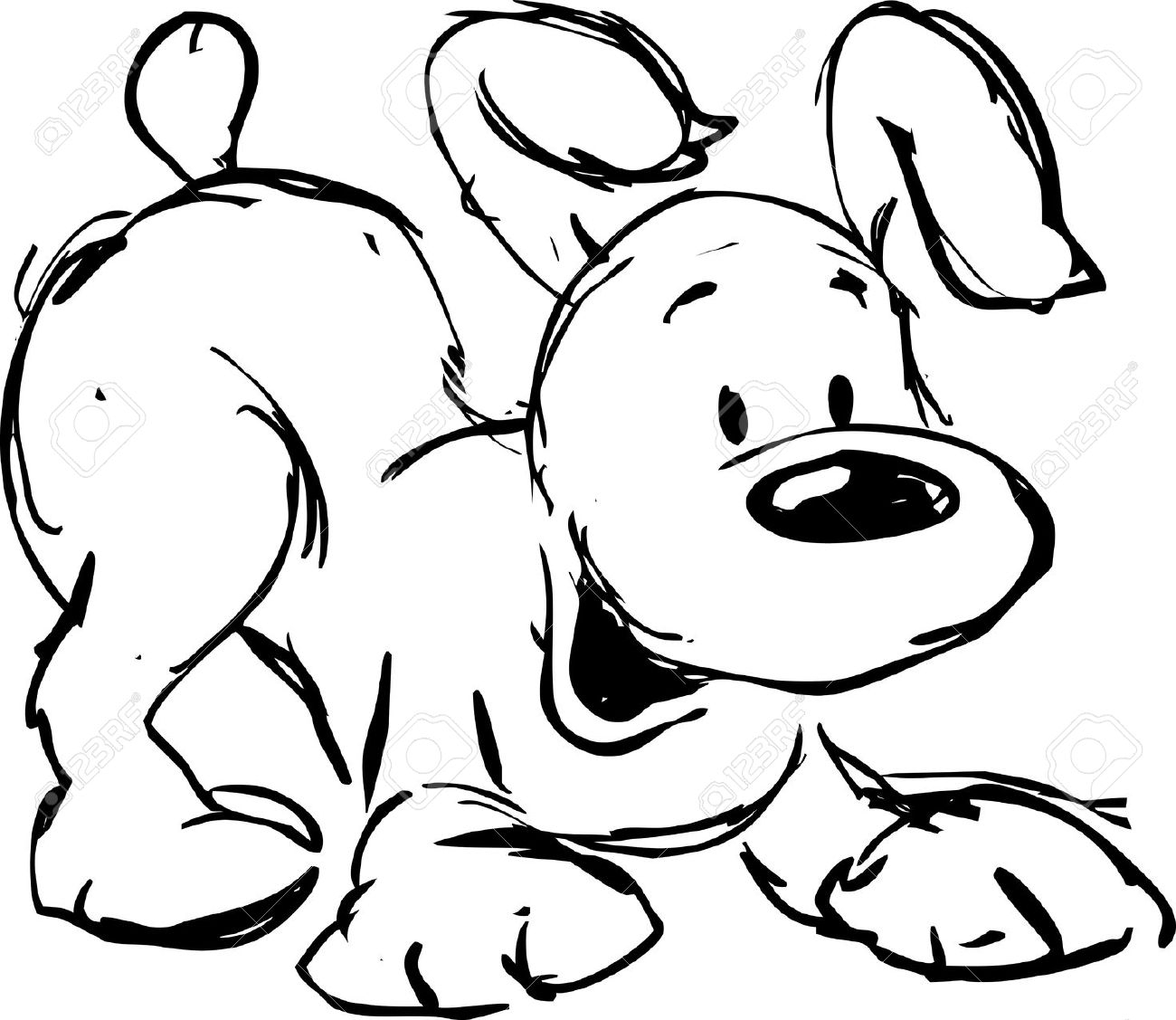 Cute black and white dog clipart 