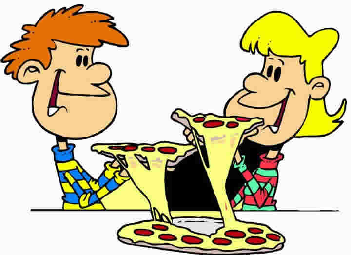 Clip Arts Related To : cartoon boy eating pizza. 