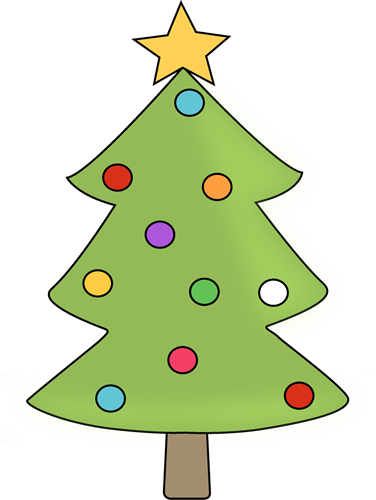 Christmas Tree with Colorful Ornaments Clip Art 
