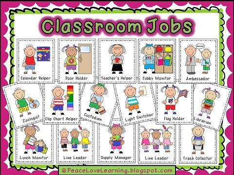 Job Chart For Kindergarten Classroom