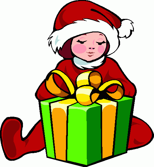 Christmas Girl With Present Clipart 