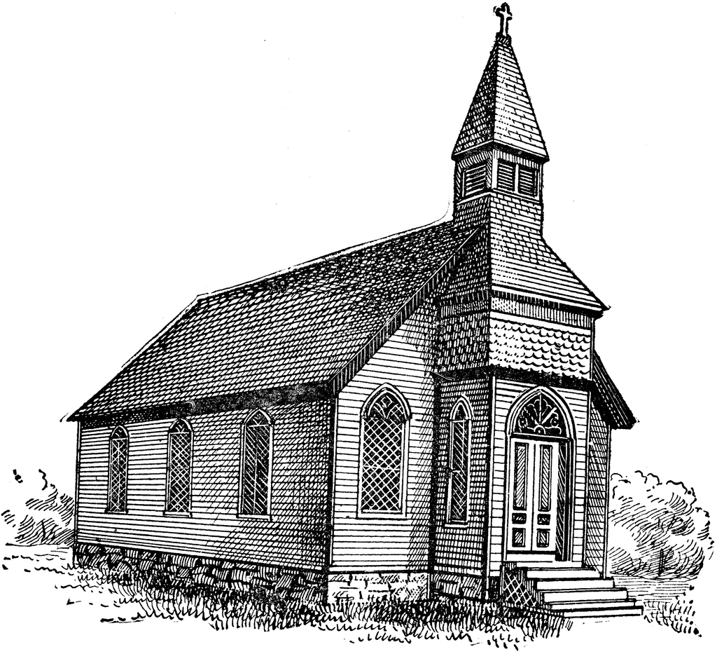 Free black and white church clipart 