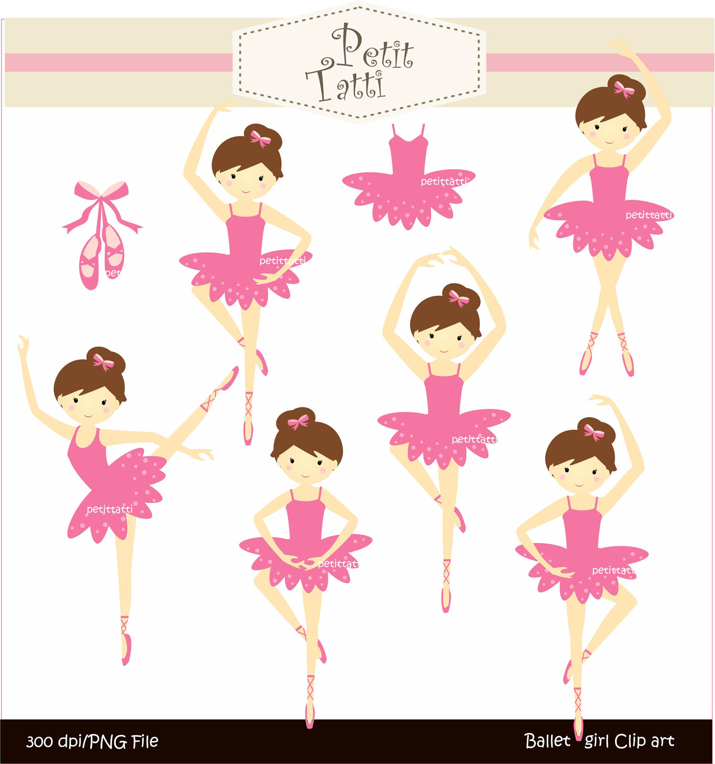 Sitting Ballerina Yellow Tutu Flowered Umbrella Pearl Necklace Clipart Instant Download Baby Girl 3 Skin Tones Puffs