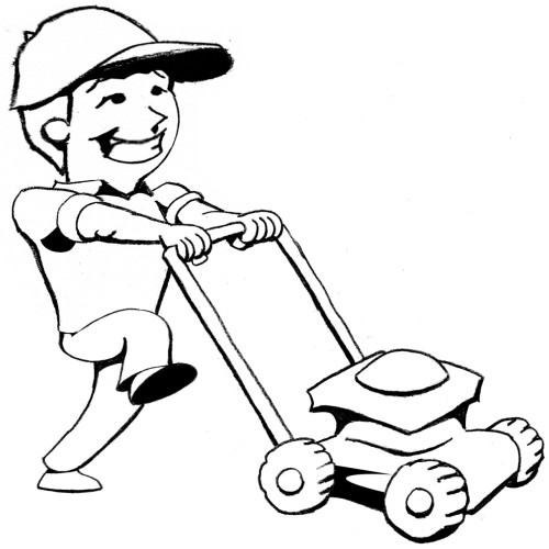 Person Mowing Lawn Clipart 