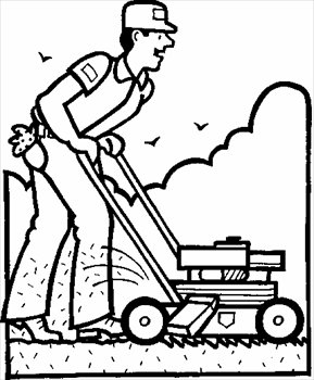 Man mowing lawn clipart 