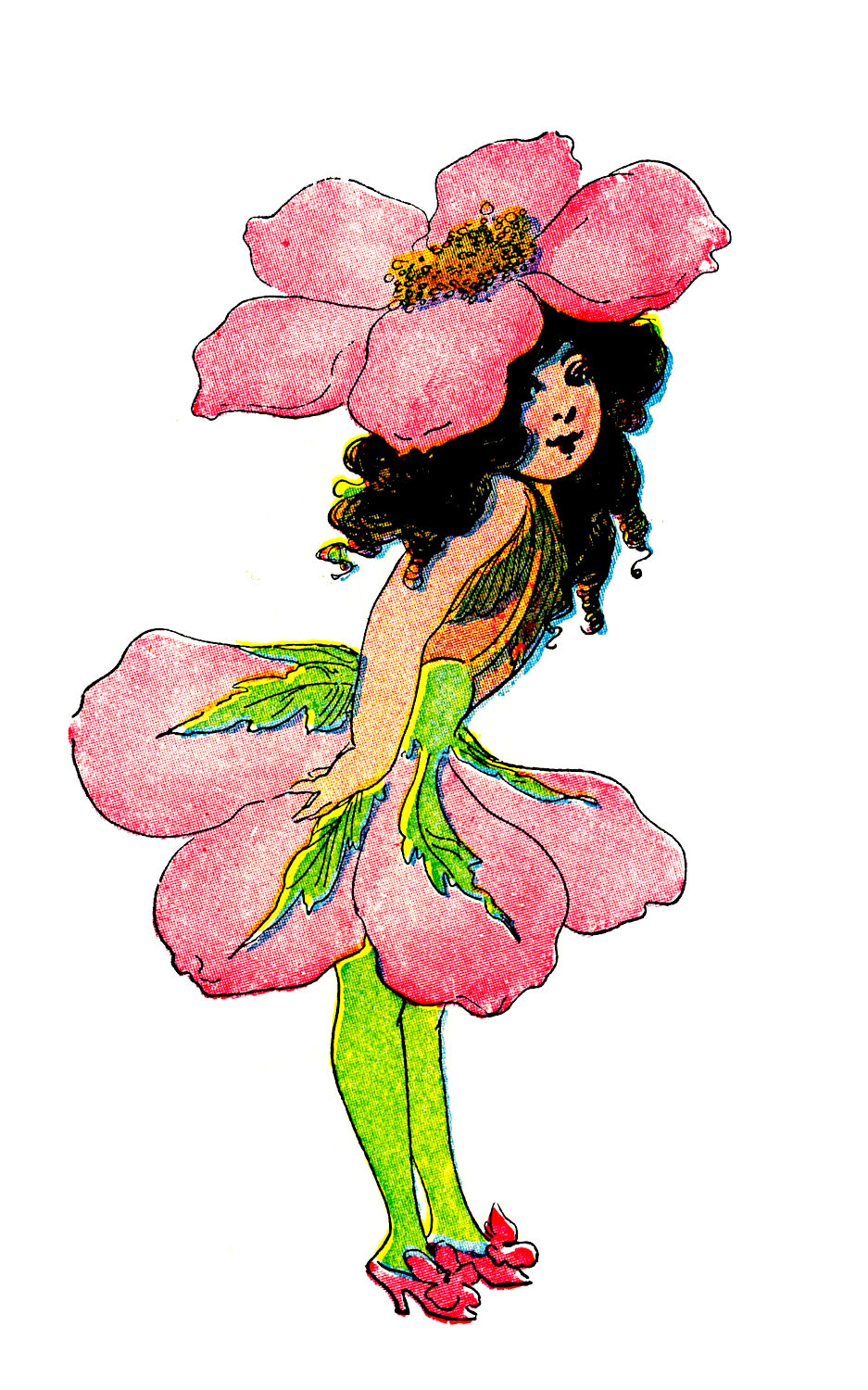 Vintage clip art 3 flower fairies the graphics fairy 
