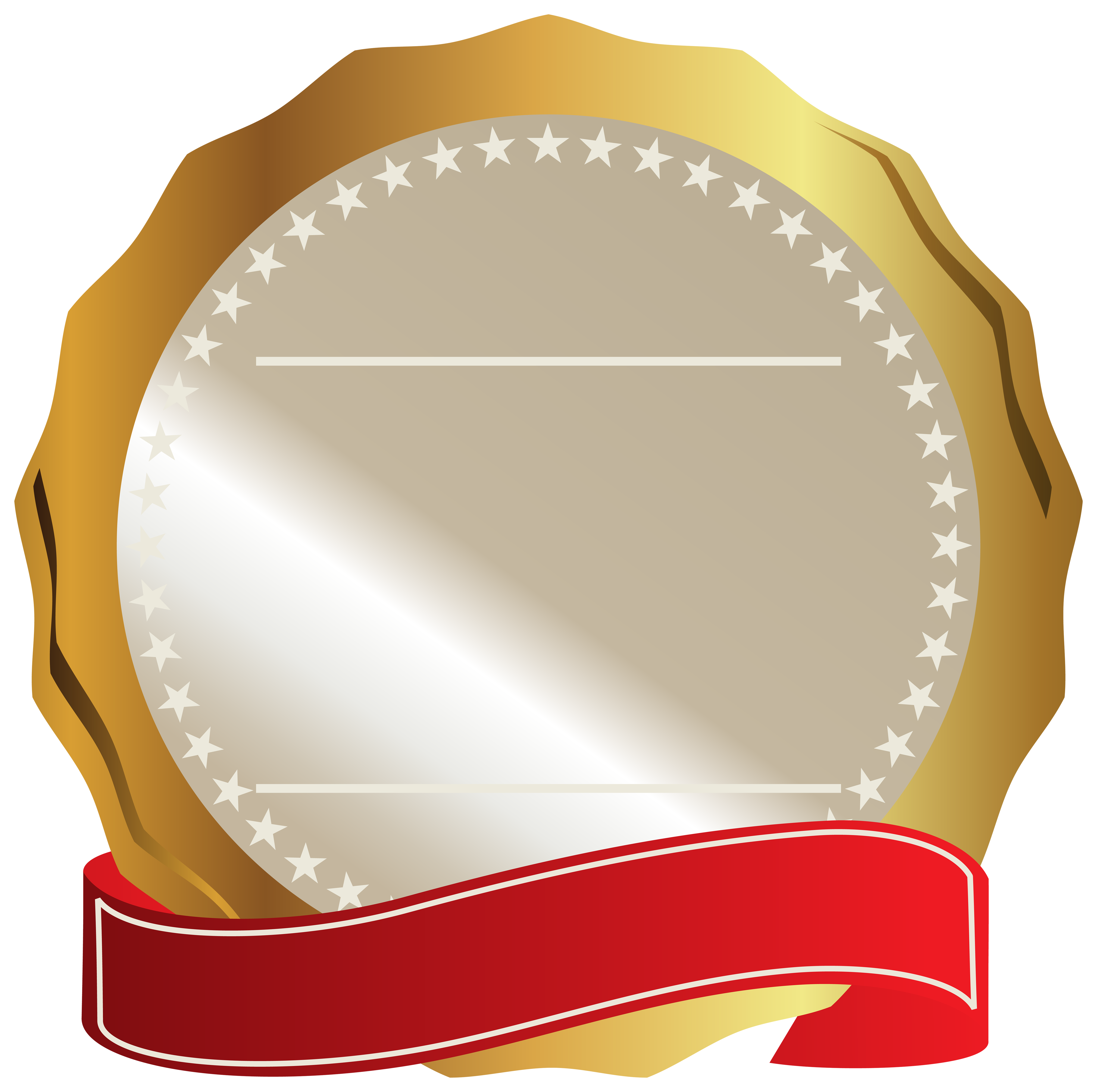 Gold Seal with Red Ribbon PNG Clipart Image 