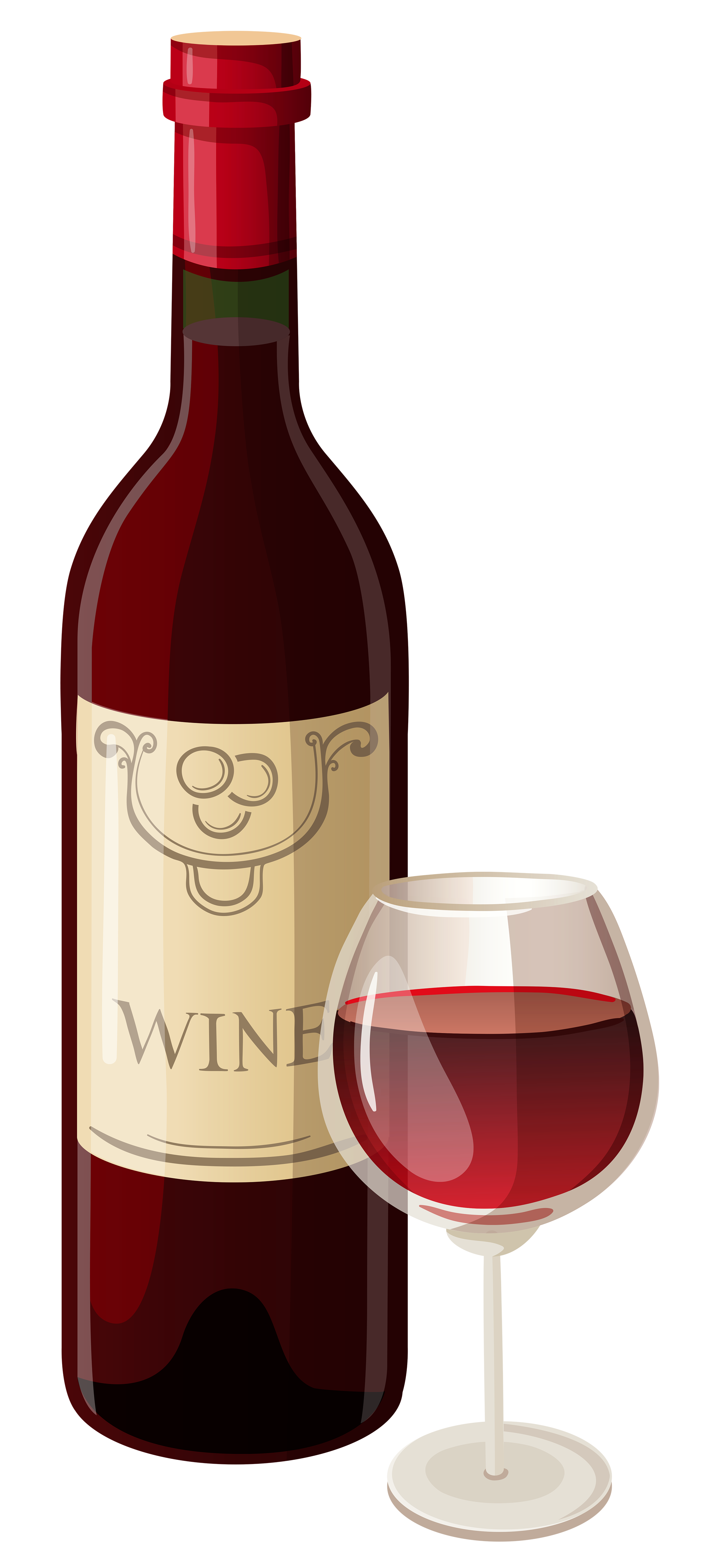 Wine Bottle and Glass PNG Vector Clipart 