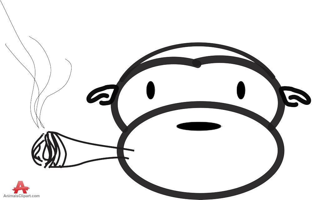 Monkey Smoking Weed Outline Clipart 