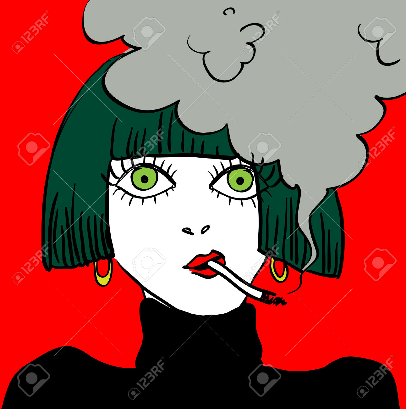 cartoon girl smoking weed - Clip Art Library