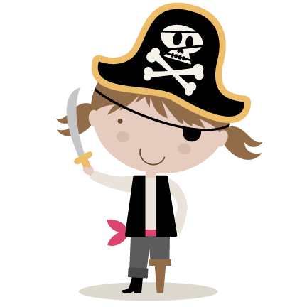 Cute girl and boy pirate clipart 