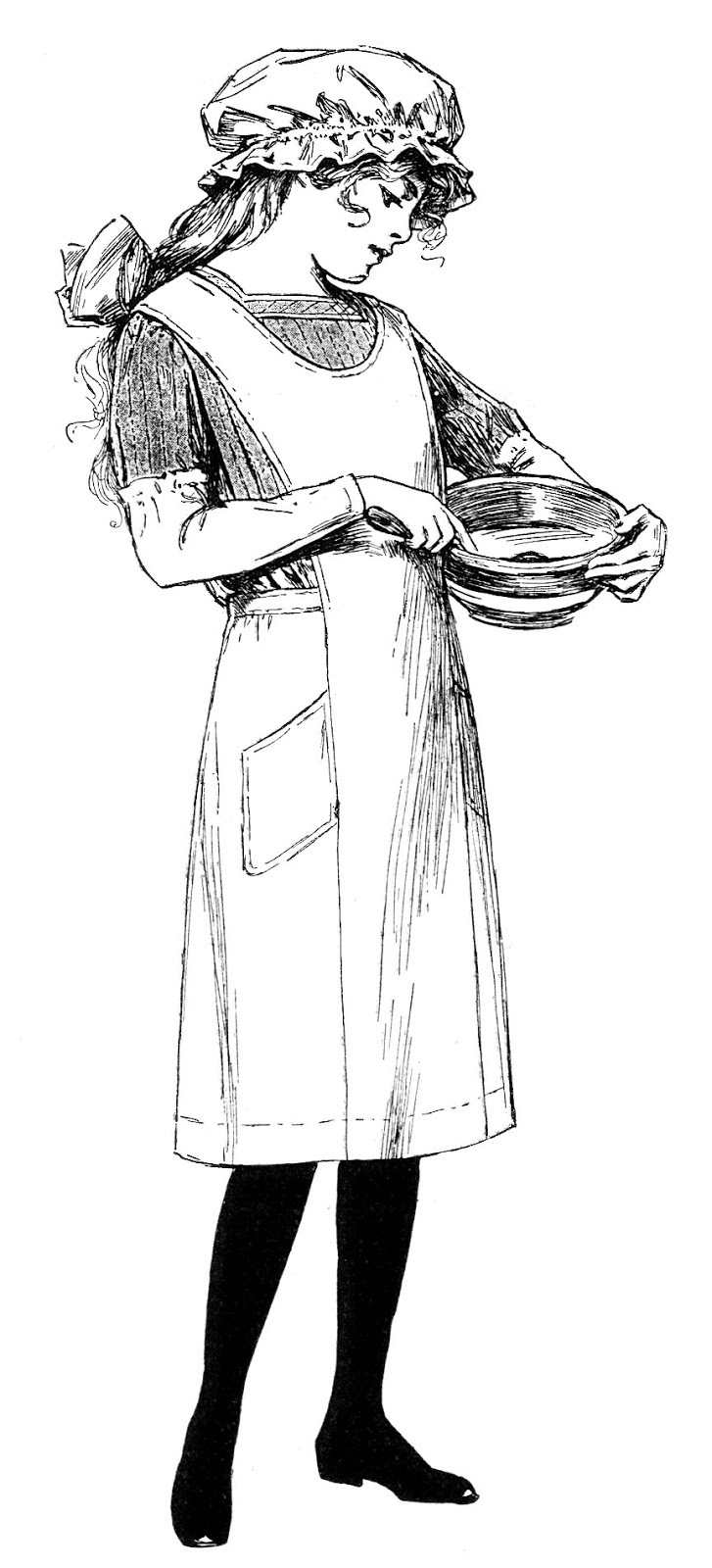 Vintage woman cooking clipart 