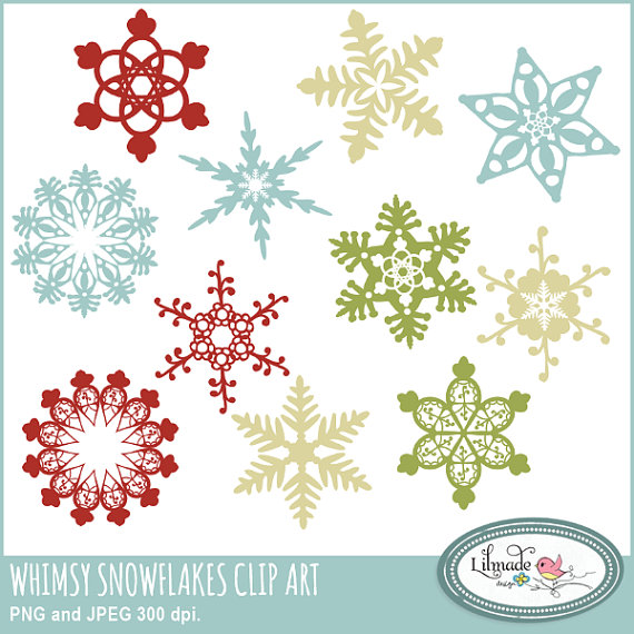 Snowflake clip art winter clip art Christmas clip art by bylilmade 