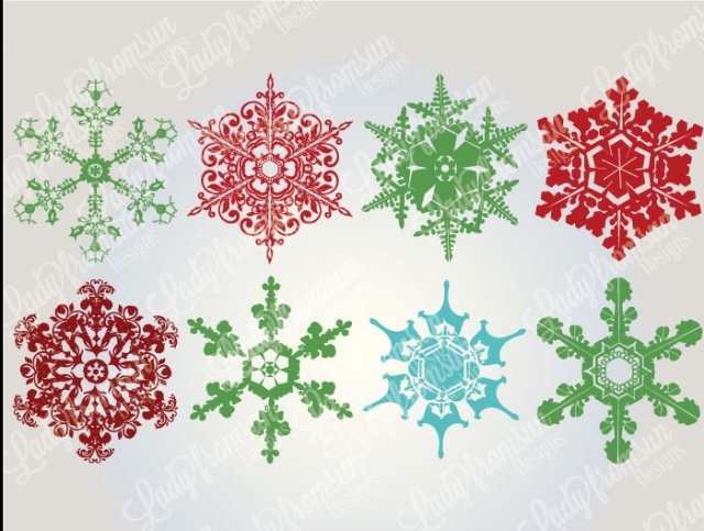 Snowflakes clipart , vector graphics, digital clip art, whimsy 