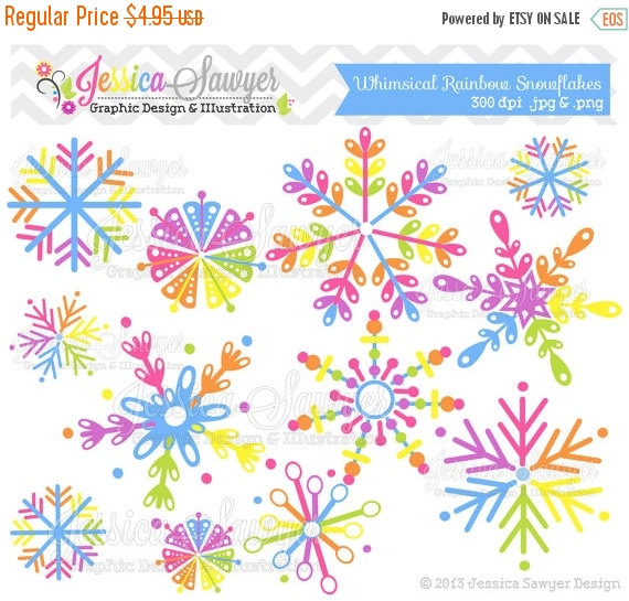 80% OFF INSTANT DOWNLOAD snowflake clipart by JessicaSawyerDesign 