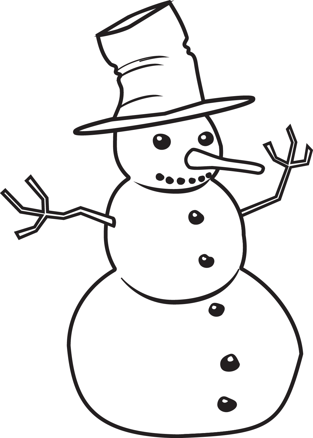 Snowman Black And White Clipart 