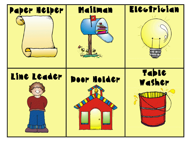 Preschool Classroom Job Chart Clip Art