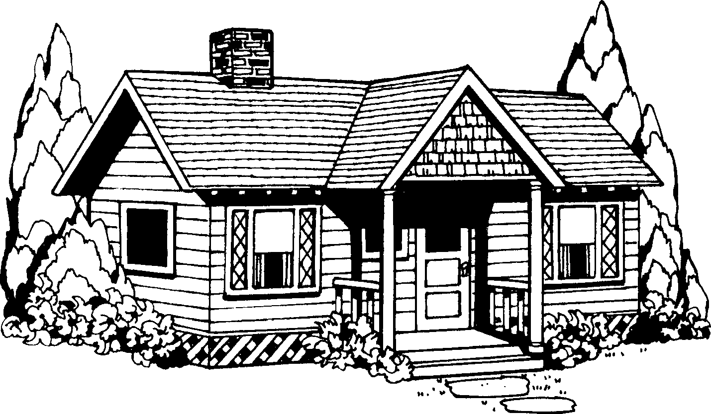 Pioneer house clipart black and white 