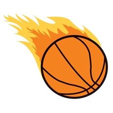 Sports Clipart Image of Basketball On Fire Flaming Blazing Blazers 