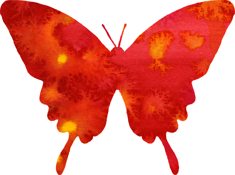 Red pen with butterfly clipart 