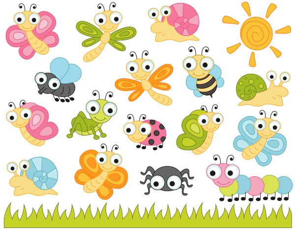 Small Cute Insects Clipart 