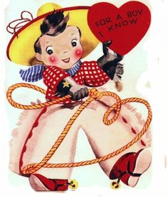 Such a charmingly cute little cowboy Valentine&card. 