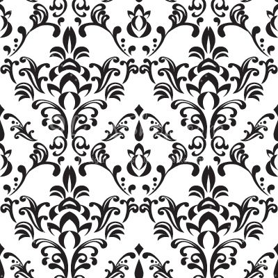 Simple Free Black and White Damask Vector Pattern 