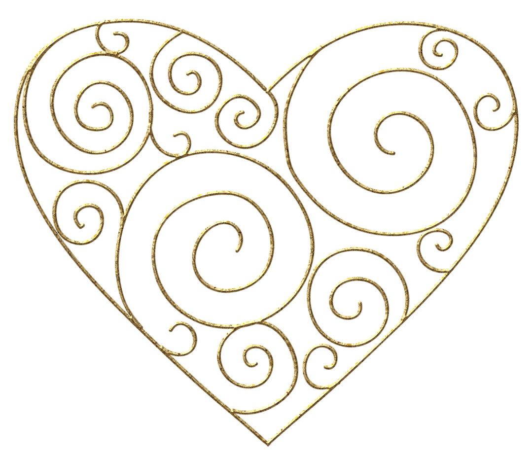 Gold Line Heart Clipart 