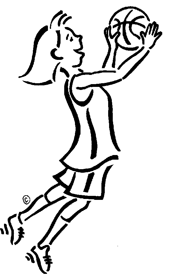 Cartoon Girl Playing Basketball 