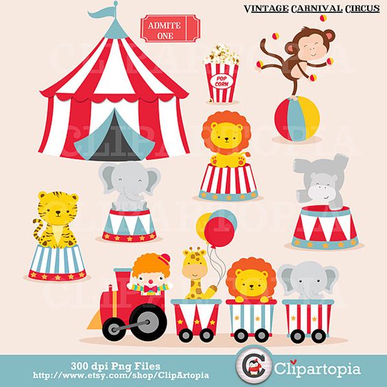 Vintage Carnival Circus Digital clipart / Animal Circus clip art 