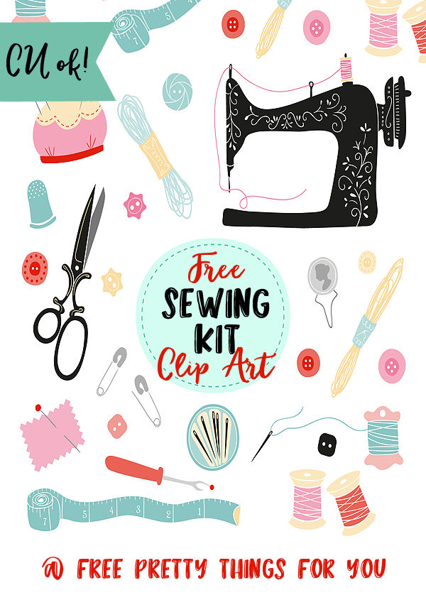Free Sewing Kit Clip Art Elements 