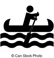 Black and white clipart people canoeing 