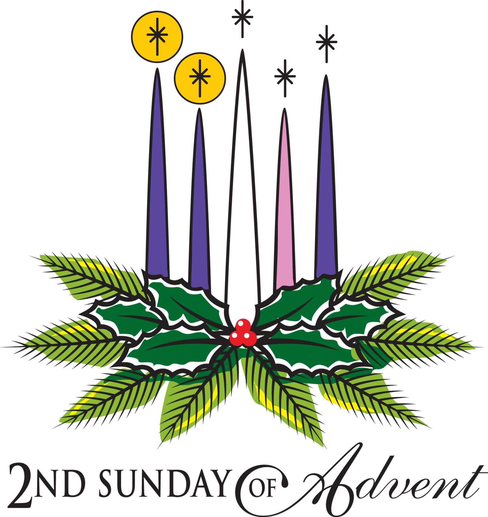 Second Sunday Of Advent Wreath Clipart 