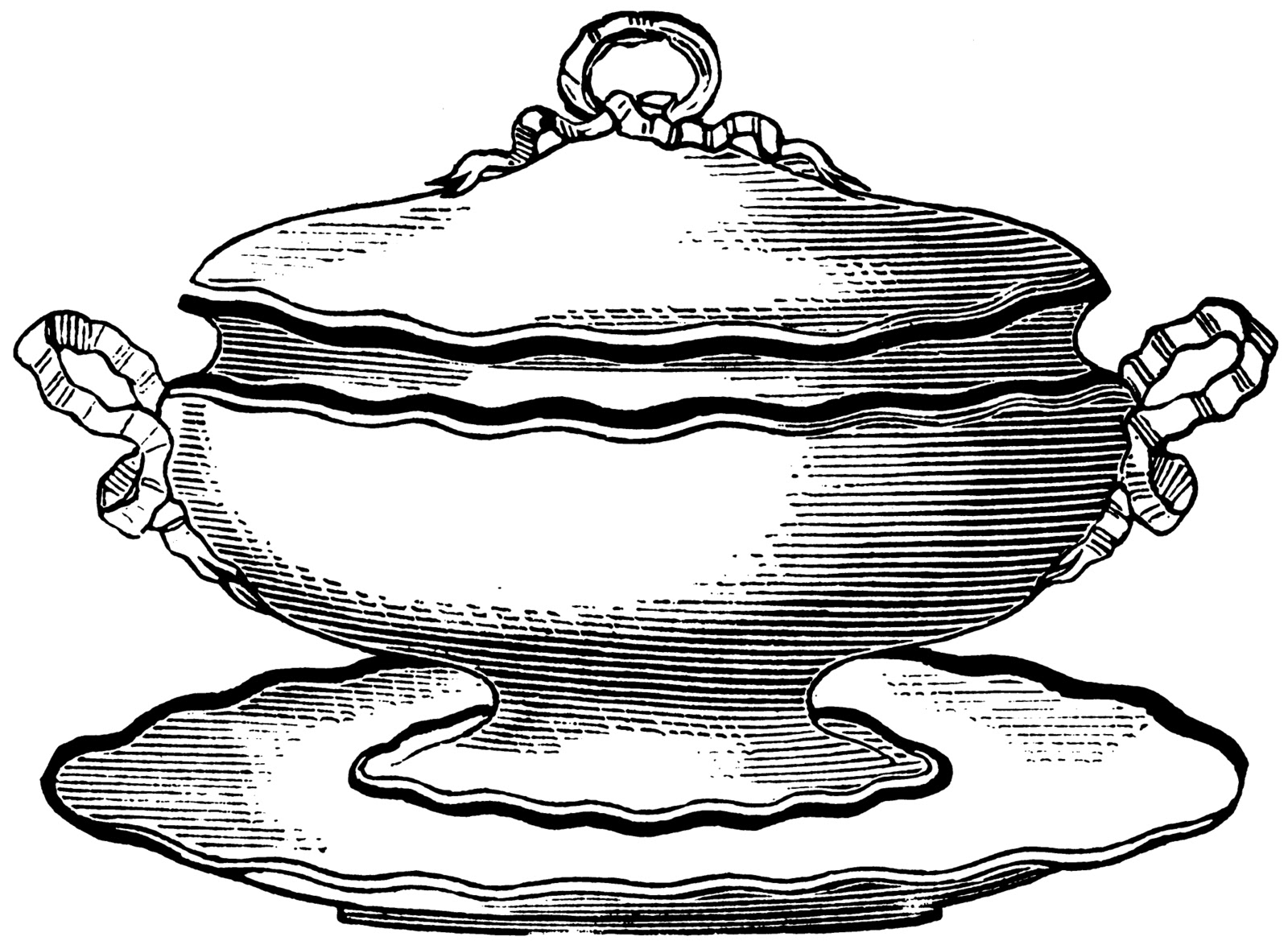Free vintage clip art image: Vintage soup pots 