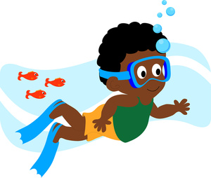 Little Girl Swimming Clipart 