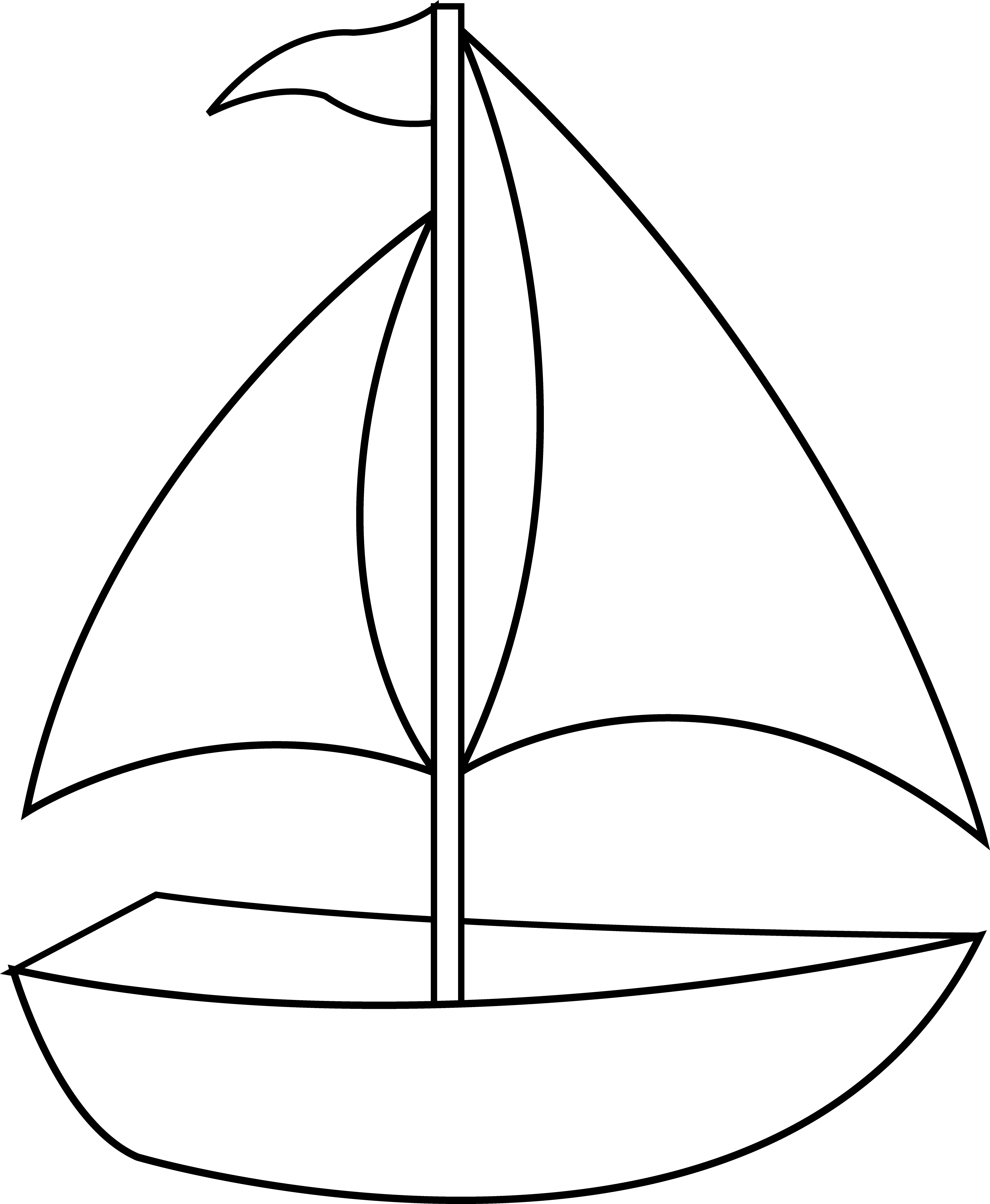 Black and white cute boat clipart 