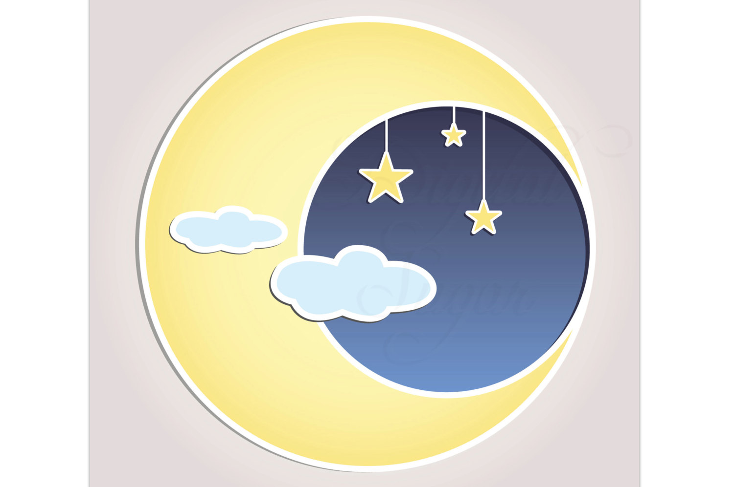 Baby stars and moons clipart image 