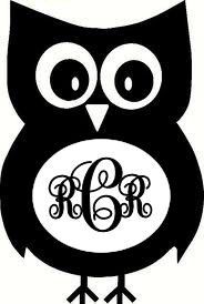 Owl monogram clipart 