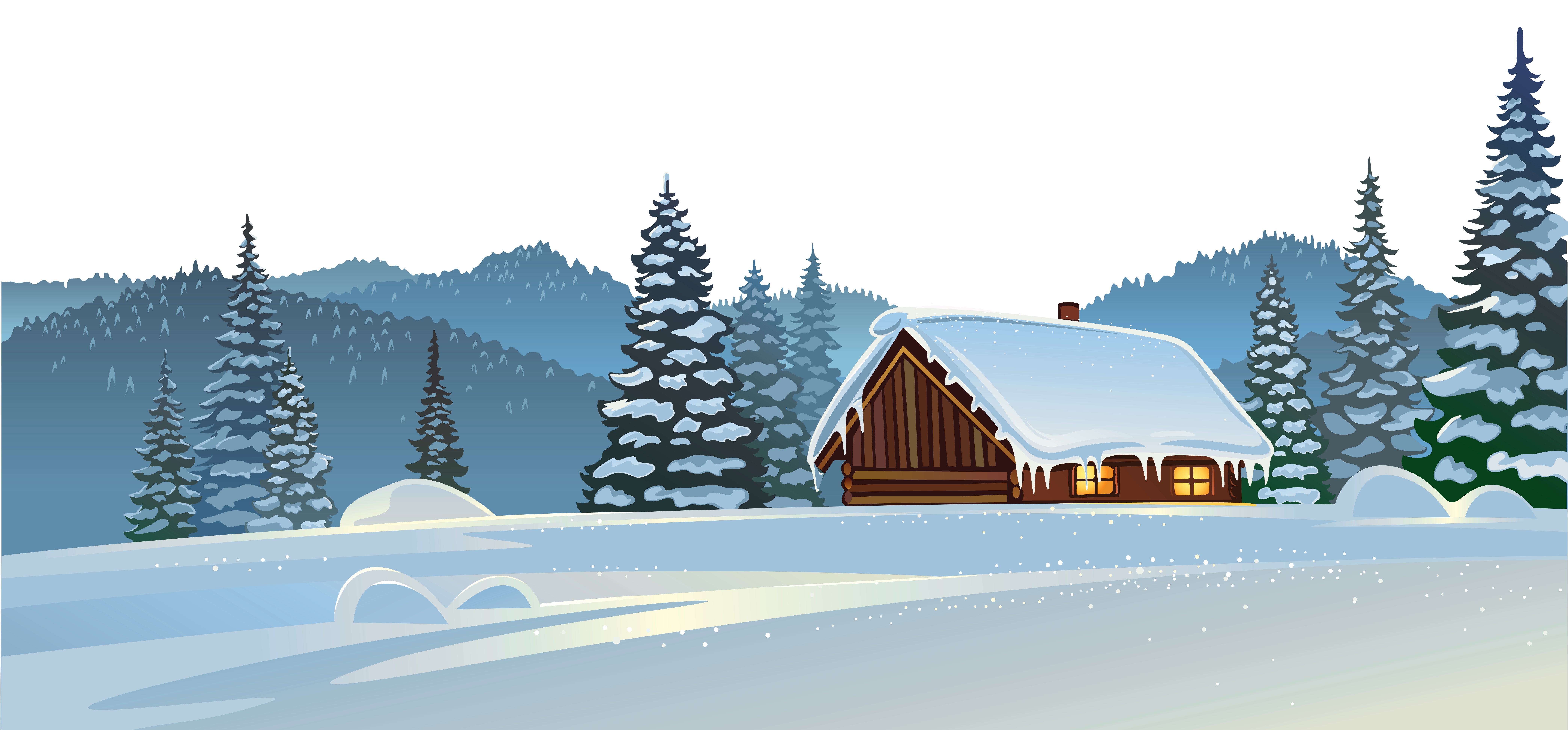 Winter House and Snow Ground PNG Clipart Image 