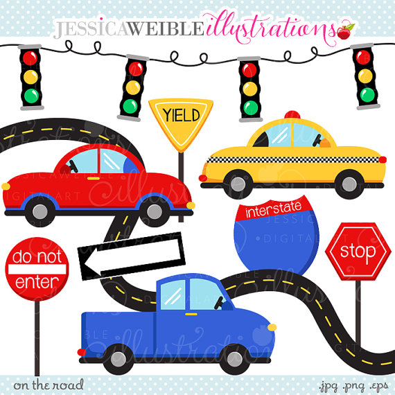On The Road Cute Digital Clipart 