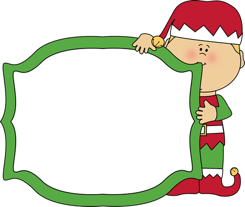 Christmas elf holding a blank sign. 