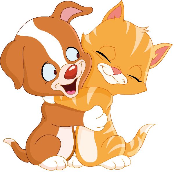 Cat and dog love clipart 