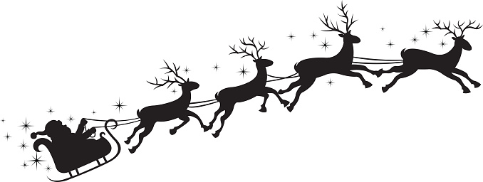 Santa and sleigh silhouette clipart 