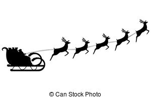 Vintage sleigh clipart santa silhouette 