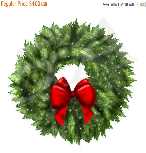 50% OFF Sale Christmas Wreath Clipart Clip art Wreath by I365Art 
