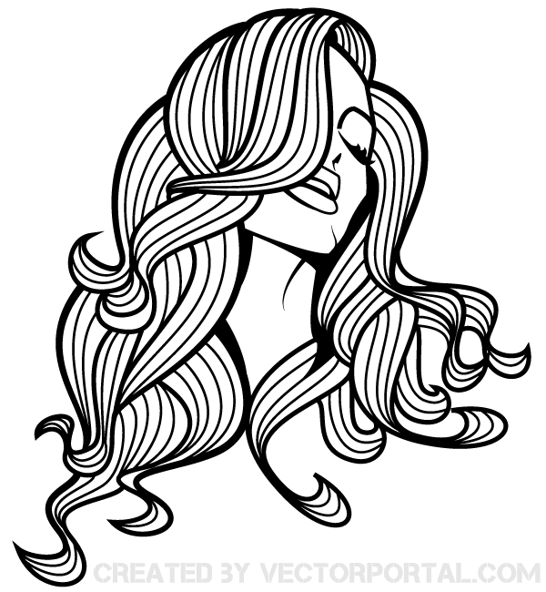 Women Hair Silhouette Clipart 