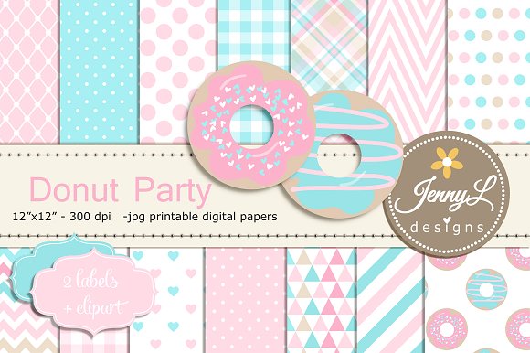 Donut Digital Paper  Clipart Girl ~ Patterns on Creative Market 