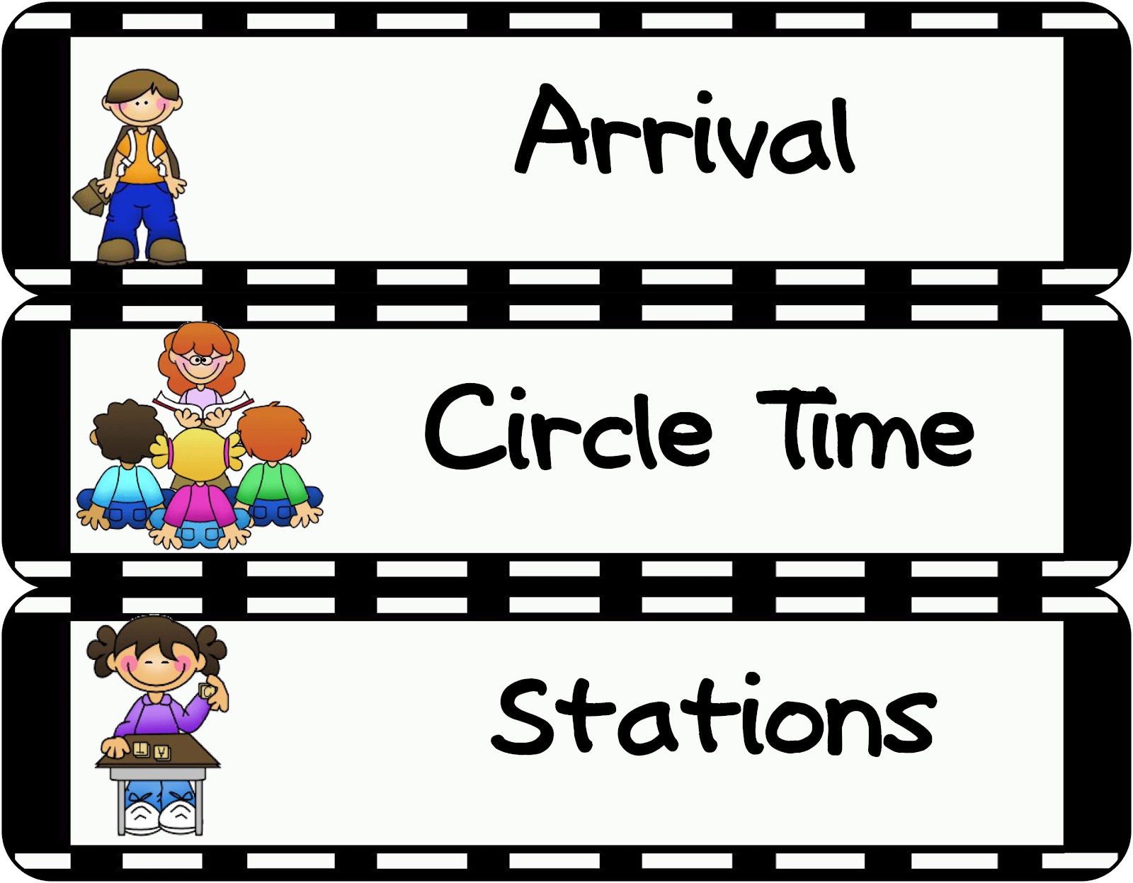preschool classroom schedule clipart.